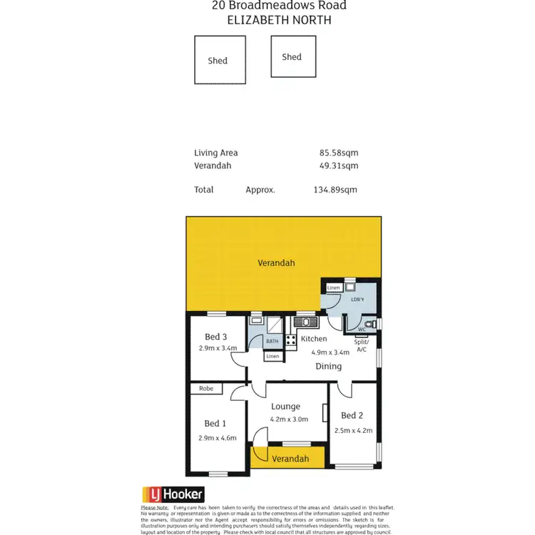 Floorplan of Homely semi-detached listing, 20 Broadmeadows Road, Elizabeth North SA 5113