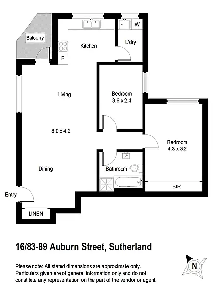 Floorplan of Homely unit listing, 16/83-89 Auburn Street, Sutherland NSW 2232