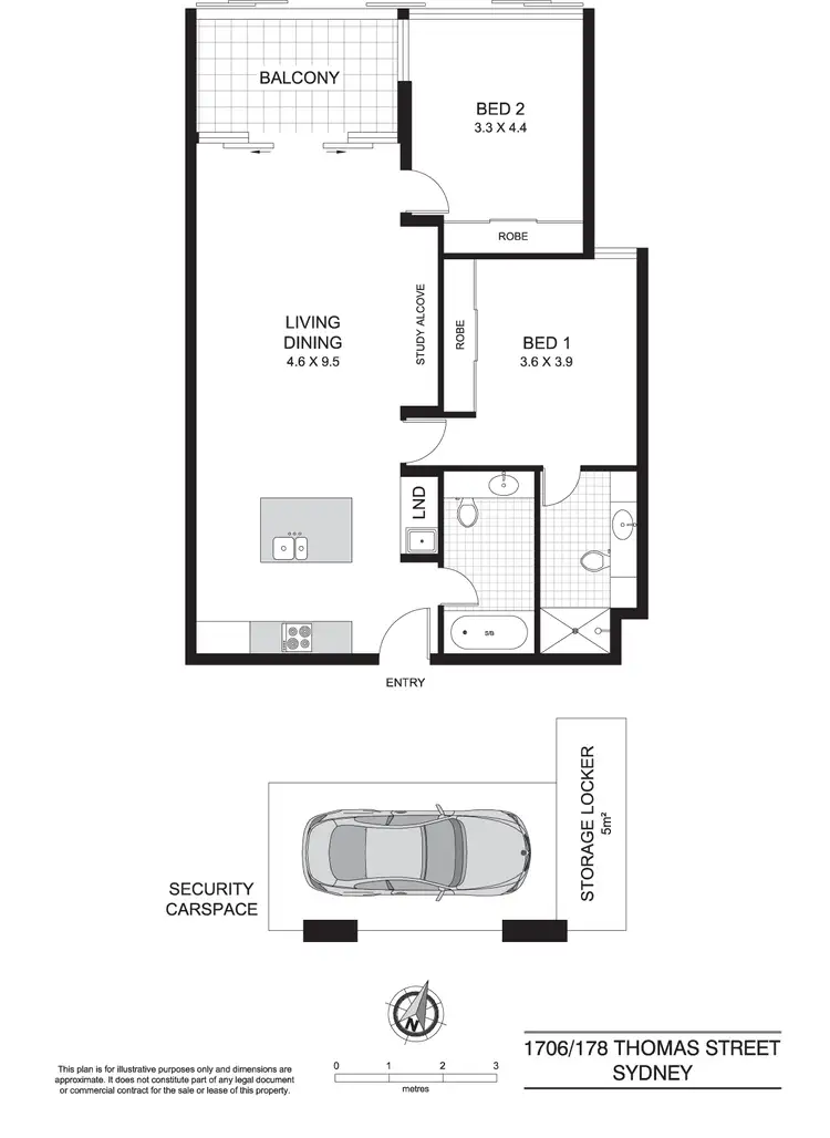 Floorplan of Homely apartment listing, 1706/178 Thomas Street, Sydney NSW 2000