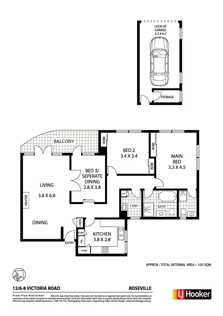 Floorplan of Homely apartment listing, 12/6-8 Victoria Street, Roseville NSW 2069