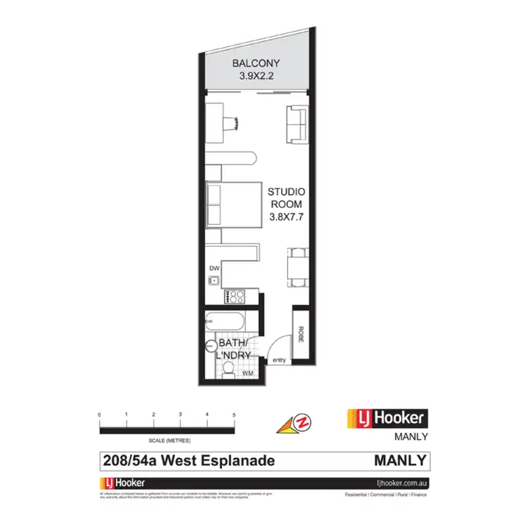 Floorplan of Homely studio listing, 208/54A West Esplanade, Manly NSW 2095