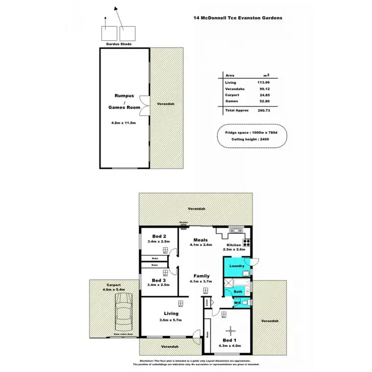Floorplan of Homely house listing, 14 McDonnell Terrace, Evanston Gardens SA 5116