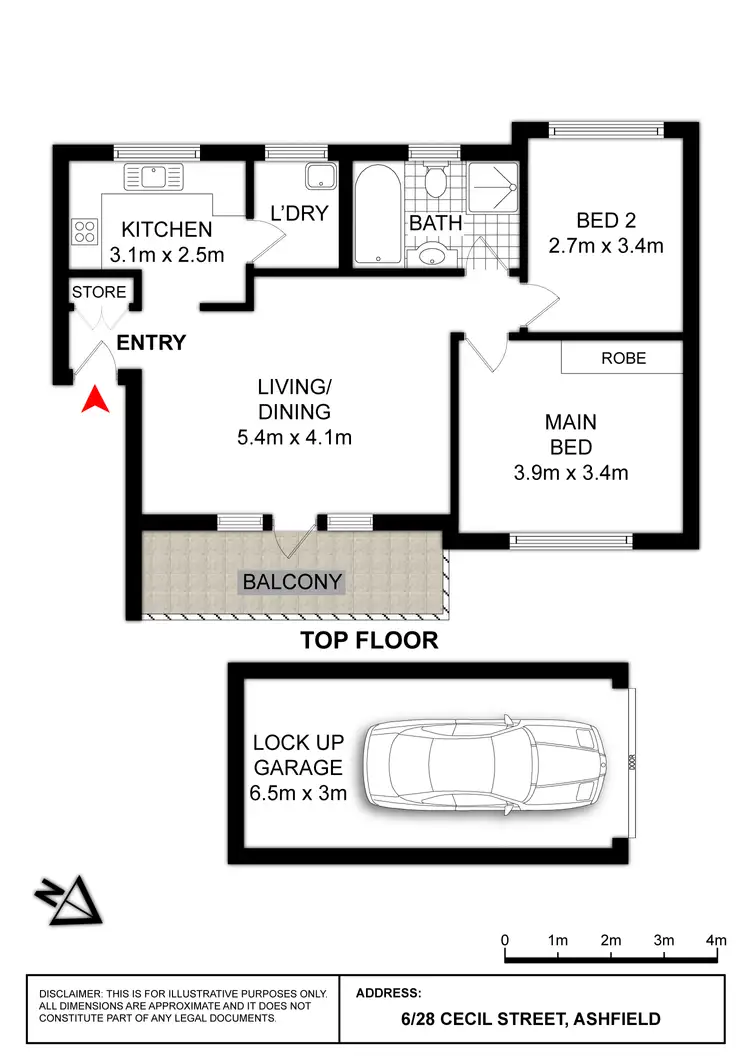 Floorplan of Homely unit listing, 6/28 Cecil Street, Ashfield NSW 2131