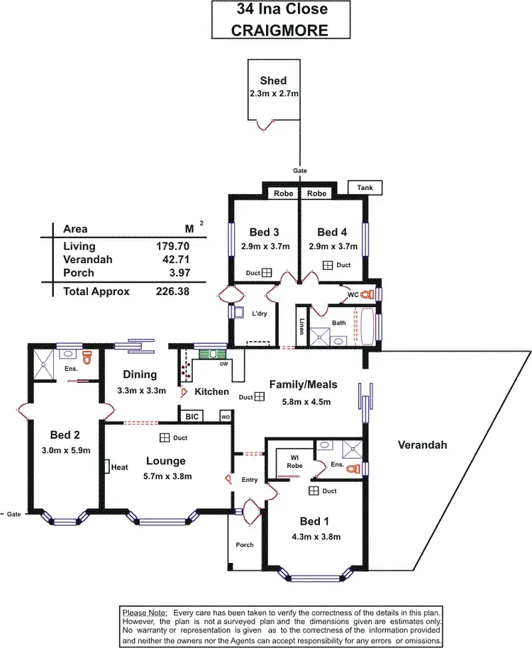 Floorplan of Homely house listing, 34 Ina Close, Craigmore SA 5114