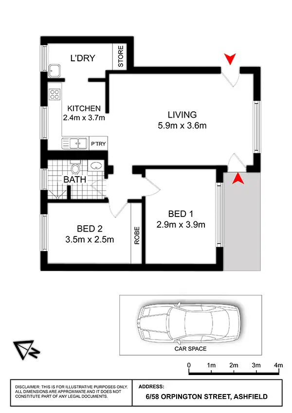 Floorplan of Homely unit listing, 6/58 Orpington Street, Ashfield NSW 2131