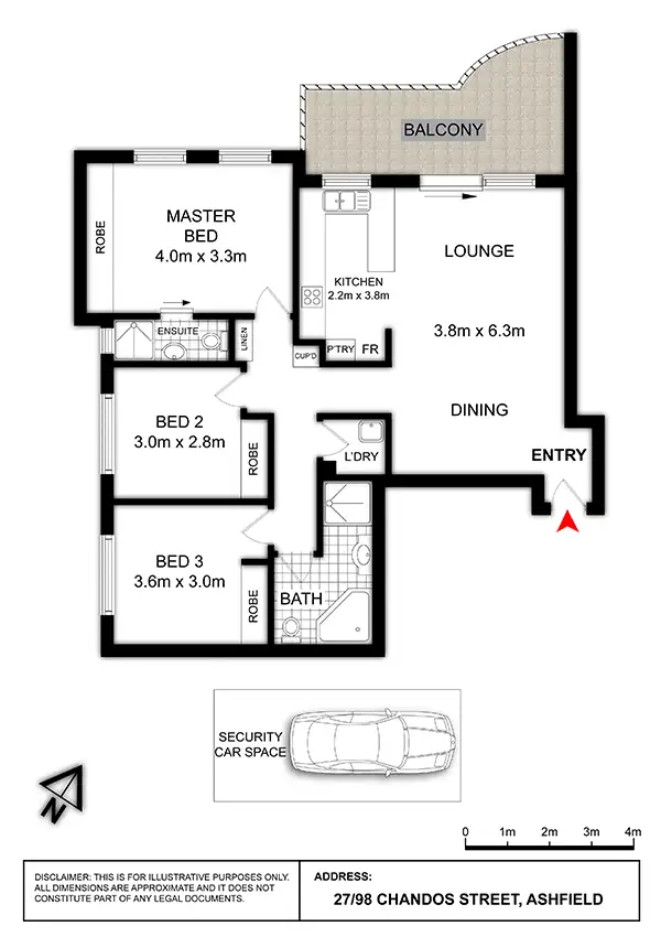 Floorplan of Homely unit listing, 27/98 Chandos Street, Ashfield NSW 2131