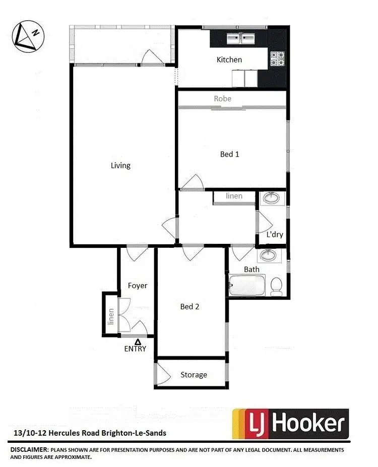 Floorplan of Homely unit listing, 13/10-12 Hercules Road, Brighton-le-sands NSW 2216