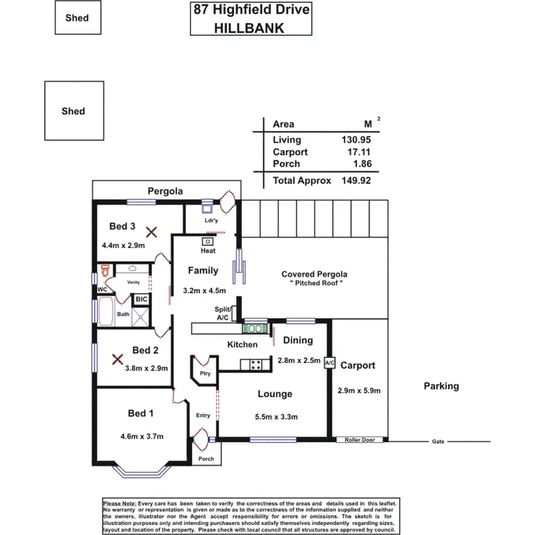 Floorplan of Homely house listing, 87 Highfield Drive, Hillbank SA 5112