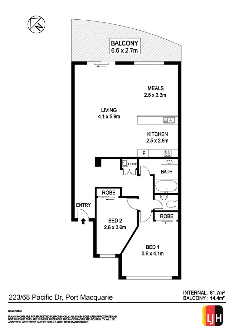 Floorplan of Homely unit listing, 223/68 Pacific Drive, Port Macquarie NSW 2444