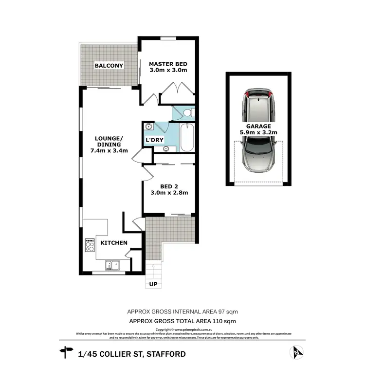 Floorplan of Homely unit listing, 1/45 Collier Street, Stafford QLD 4053