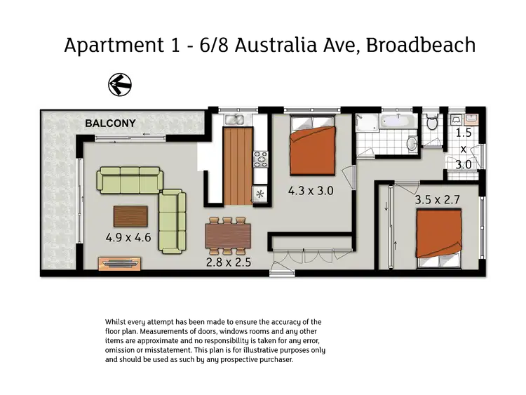 Floorplan of Homely unit listing, 1/6-8 Australia Avenue, Broadbeach QLD 4218