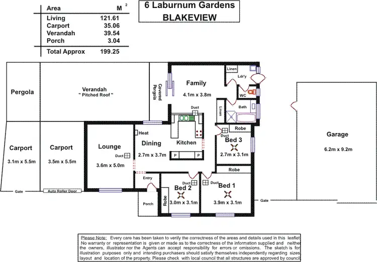 Floorplan of Homely house listing, 6 Laburnum Gardens, Blakeview SA 5114