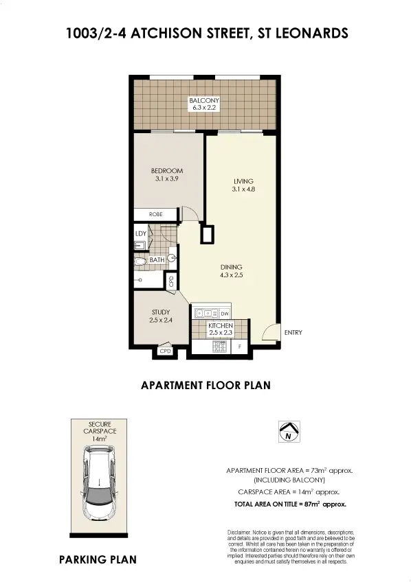 Floorplan of Homely apartment listing, 1003/2-4 Atchison Street, St Leonards NSW 2065
