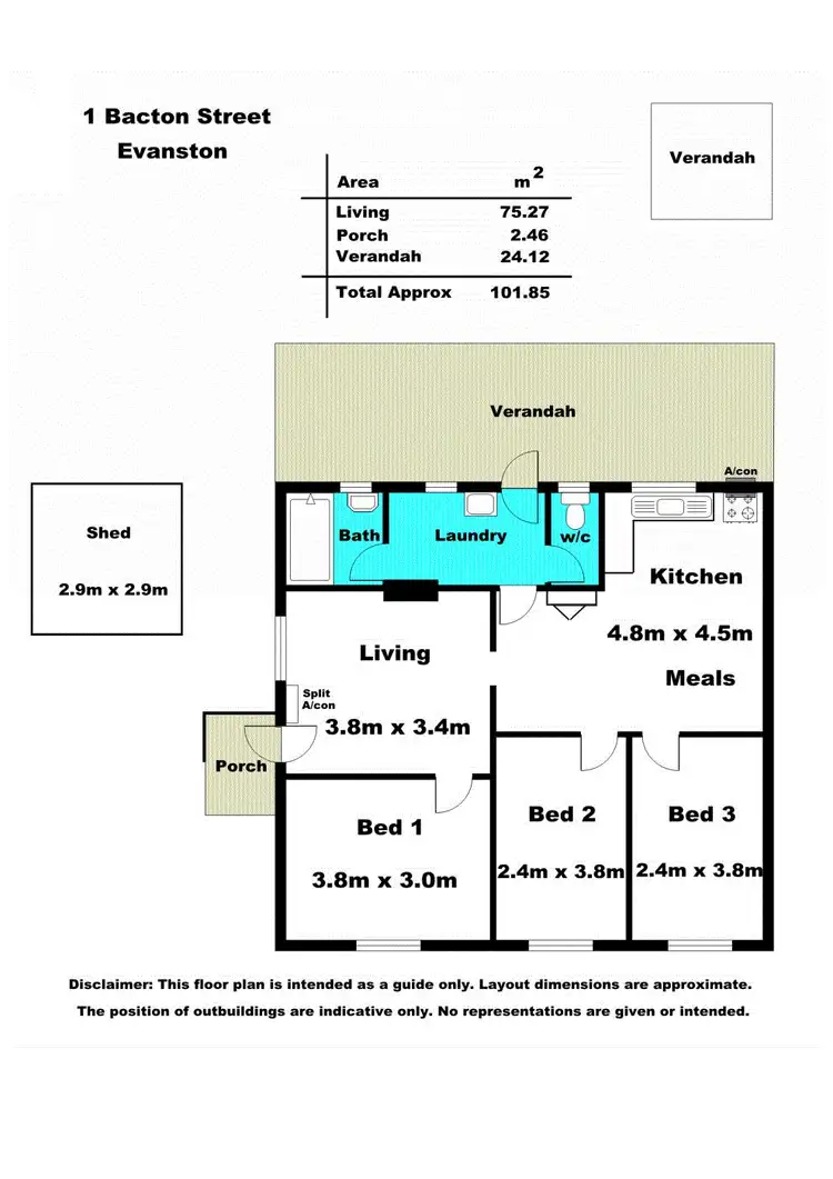 Floorplan of Homely house listing, 1 Bacton Street, Evanston SA 5116