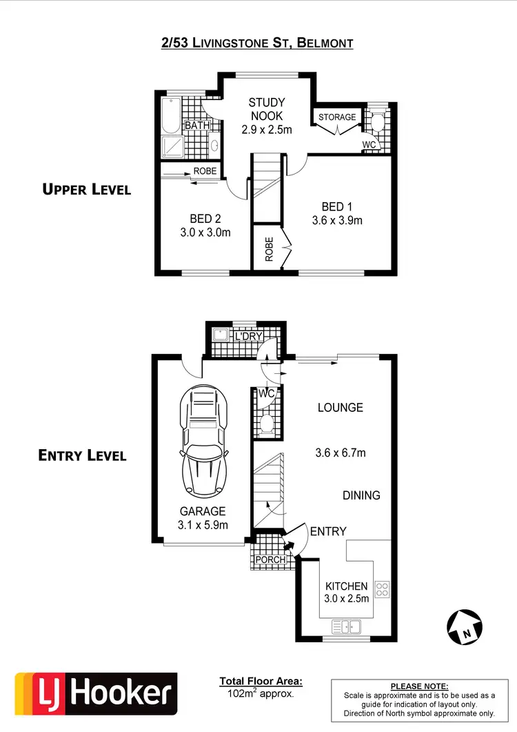 Floorplan of Homely townhouse listing, 2/53 Livingstone Street, Belmont NSW 2280