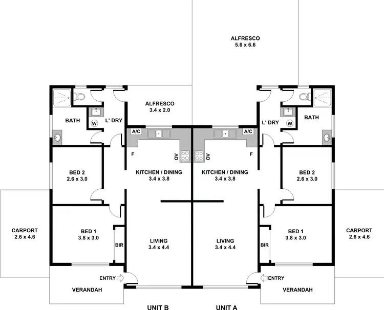 Floorplan of Homely semi-detached listing, 47 A & B Alderly Square, Wilson WA 6107