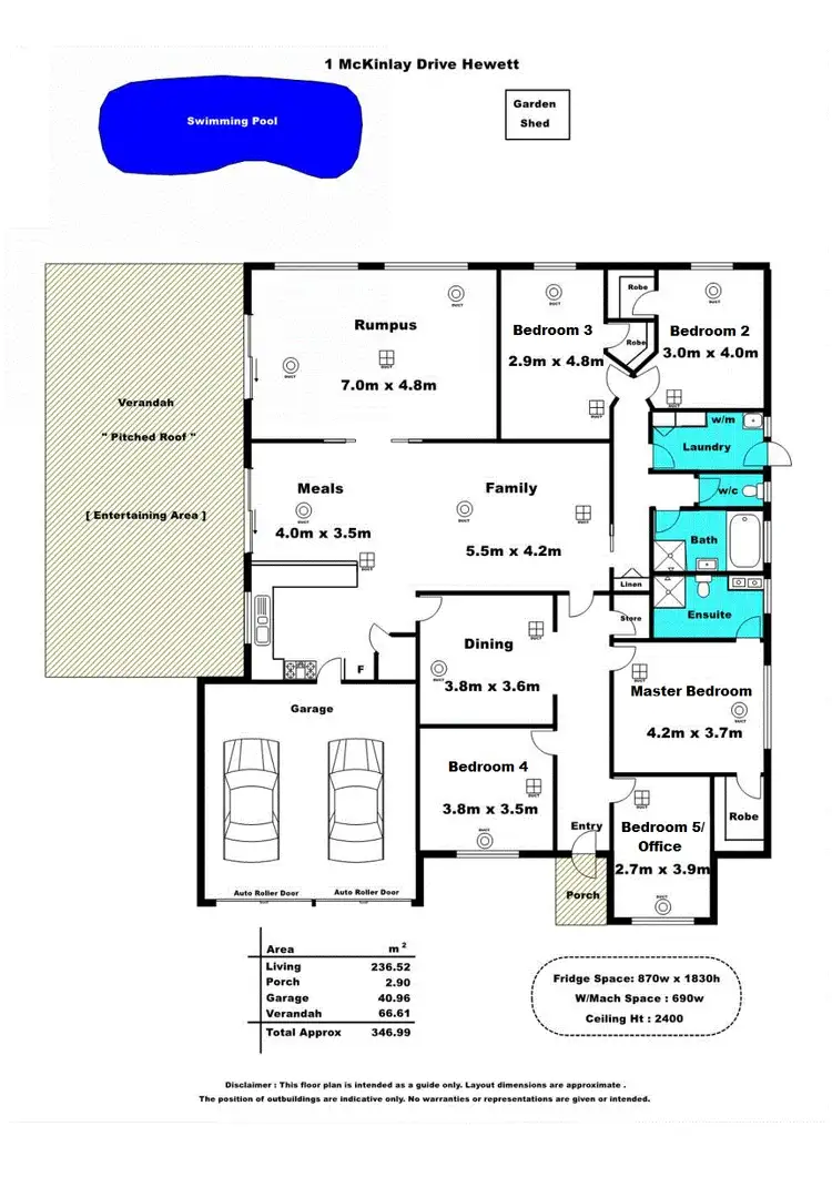 Floorplan of Homely house listing, 1 McKinlay Drive, Hewett SA 5118