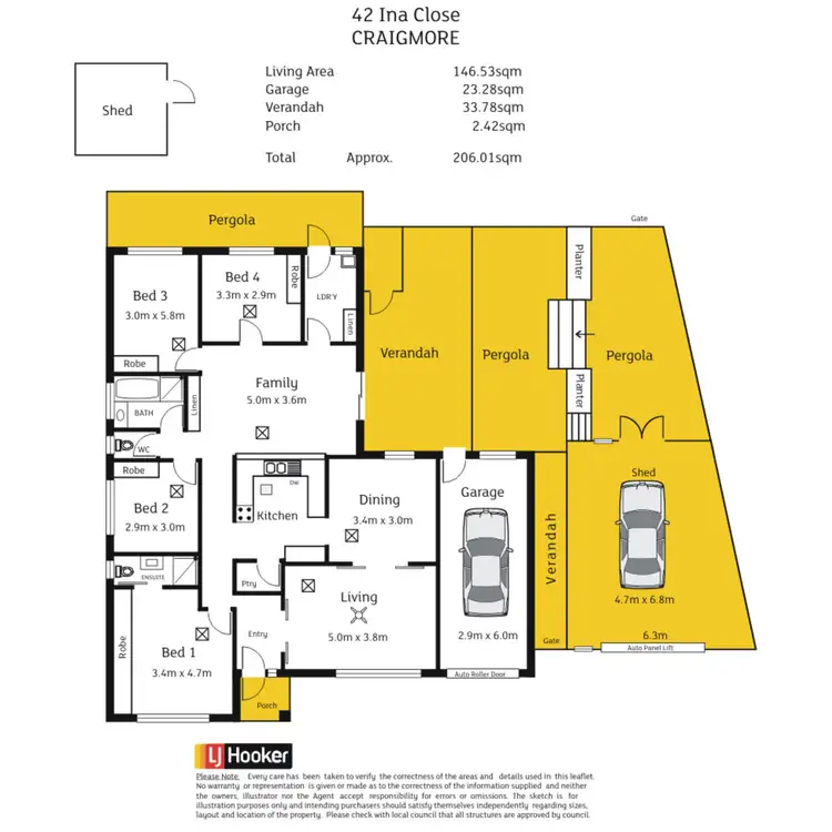 Floorplan of Homely house listing, 42 Ina Close, Craigmore SA 5114