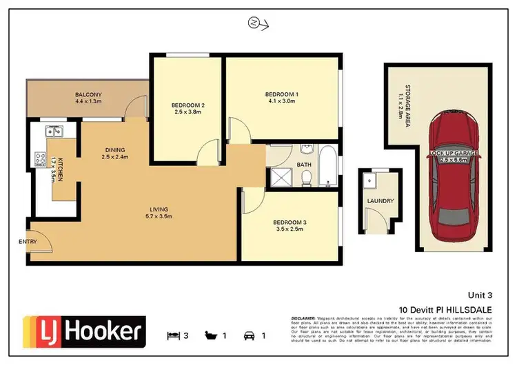 Floorplan of Homely unit listing, 3/10 Devitt Place, Hillsdale NSW 2036