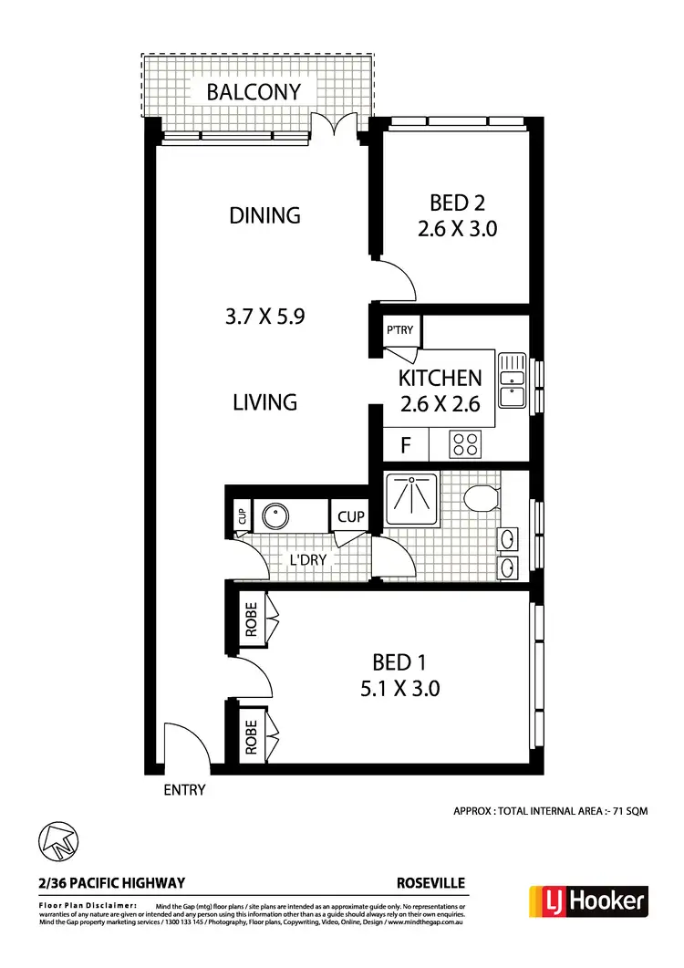 Floorplan of Homely unit listing, 2/36 Pacific Highway, Roseville NSW 2069