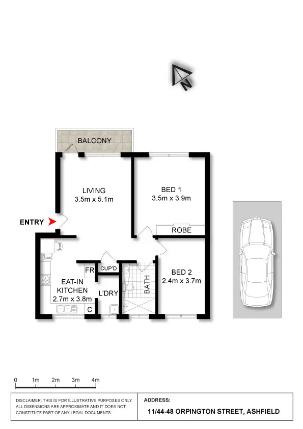 Floorplan of Homely unit listing, 11/44 Orpington Street, Ashfield NSW 2131
