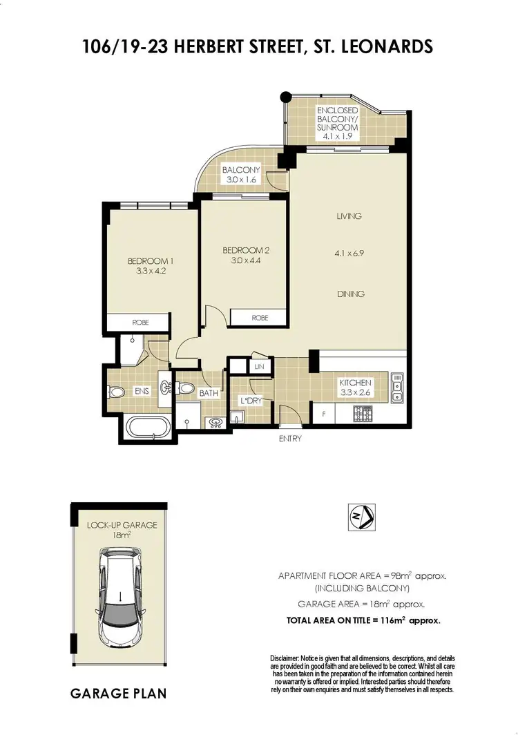Floorplan of Homely apartment listing, 106/19-23 Herbert Street, St Leonards NSW 2065