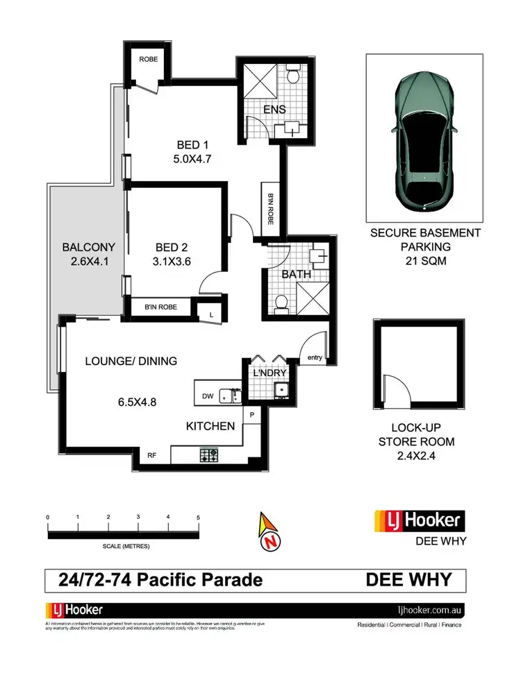 Floorplan of Homely unit listing, 24/72-74 Pacific Parade, Dee Why NSW 2099