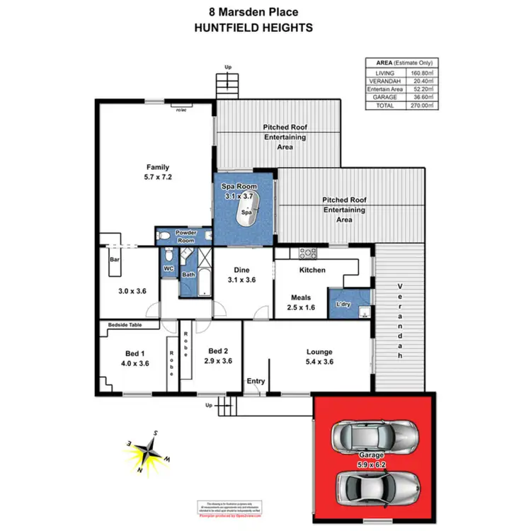 Floorplan of Homely house listing, 8 Marsden Place, Huntfield Heights SA 5163