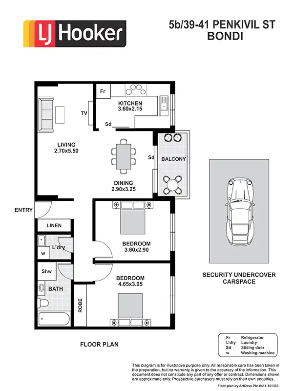 Floorplan of Homely apartment listing, 5D/39-41 Penkivil Street, Bondi NSW 2026