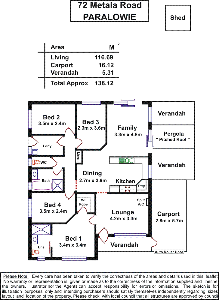 Floorplan of Homely house listing, 72 Metala Road, Paralowie SA 5108