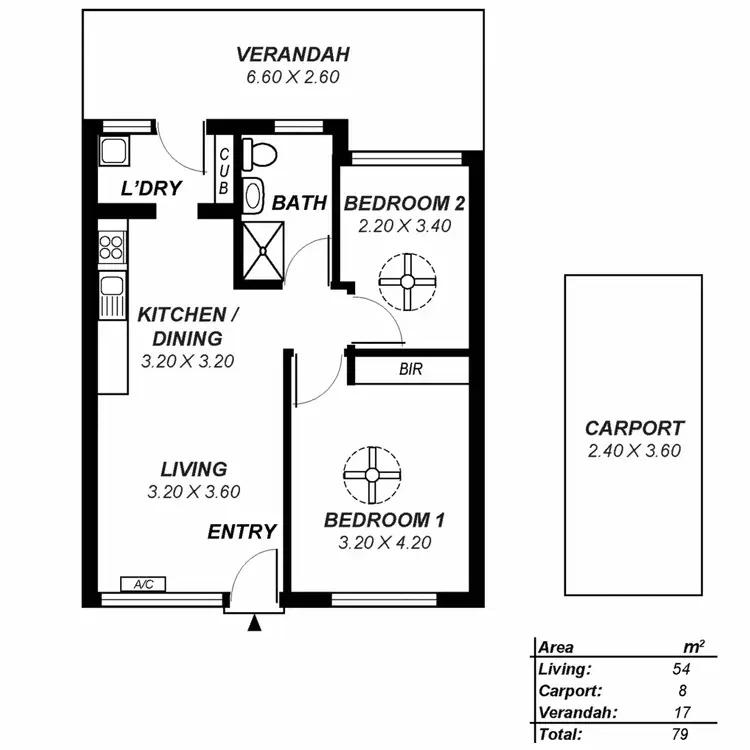Floorplan of Homely unit listing, 2/75 Leslie Street East, Woodville Park SA 5011