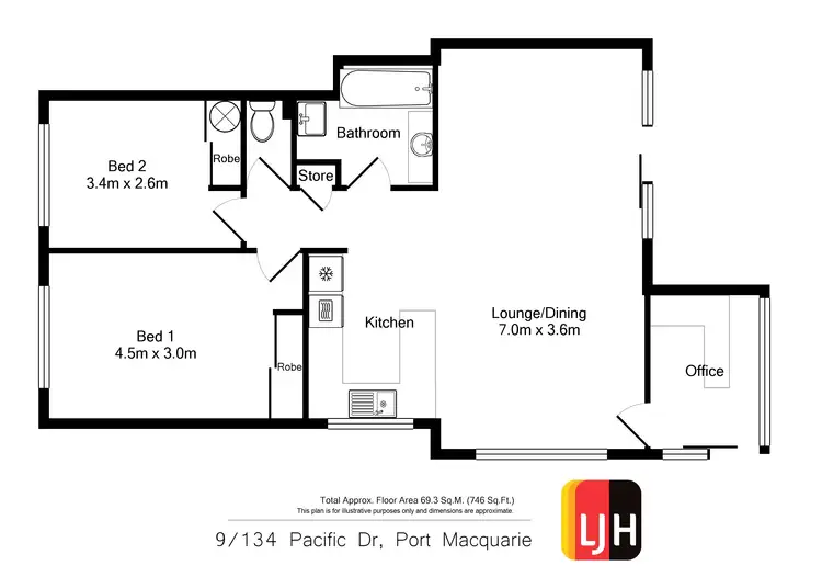 Floorplan of Homely unit listing, 9/134 Pacific Drive, Port Macquarie NSW 2444