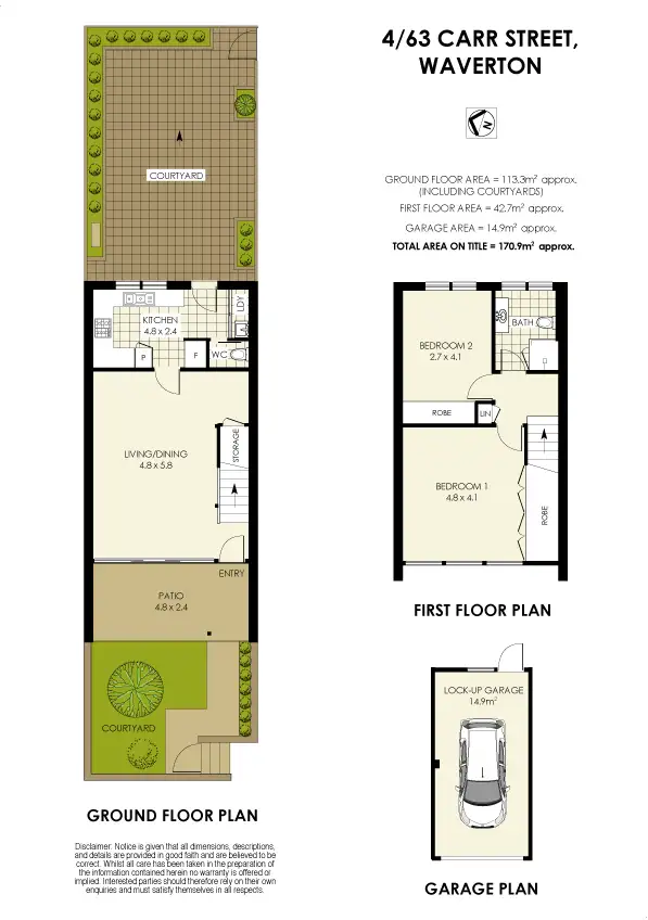 Floorplan of Homely townhouse listing, 4/63 Carr Street, Waverton NSW 2060