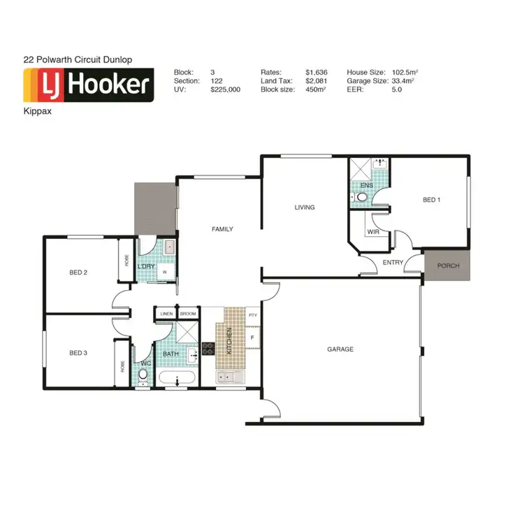 Floorplan of Homely house listing, 22 Polwarth Circuit, Dunlop ACT 2615