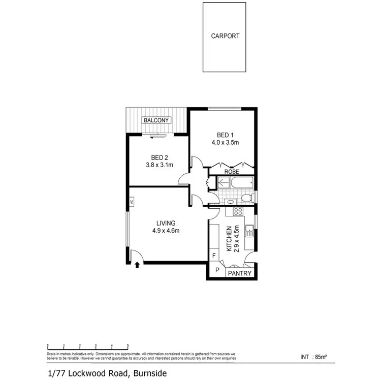 Floorplan of Homely unit listing, 1/77 Lockwood Road, Burnside SA 5066