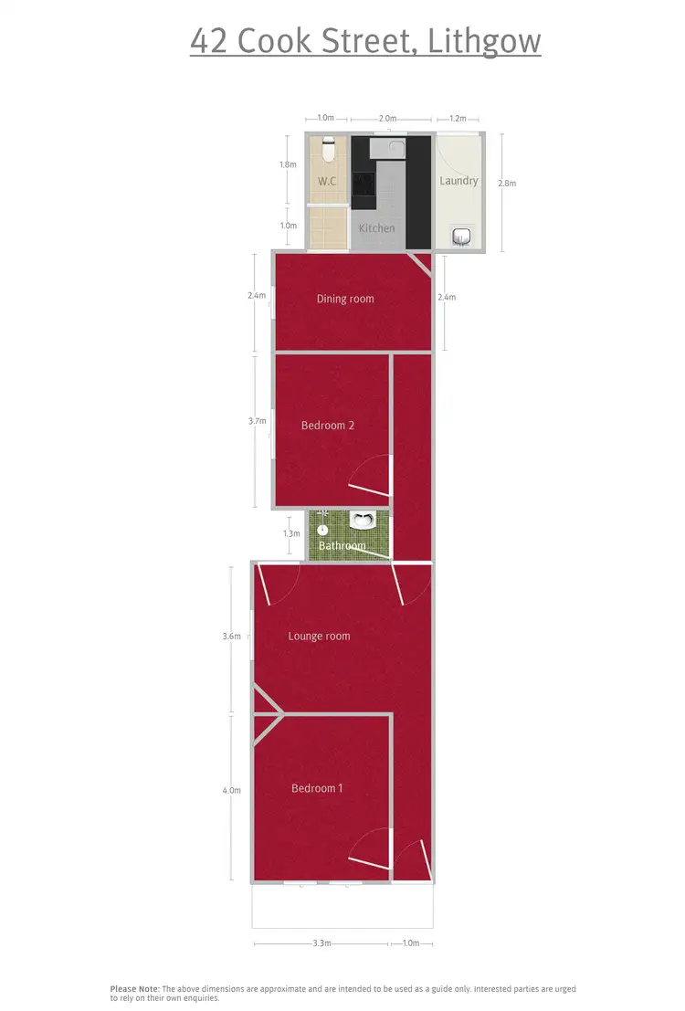 Floorplan of Homely semi-detached listing, 42 Cook Street, Lithgow NSW 2790