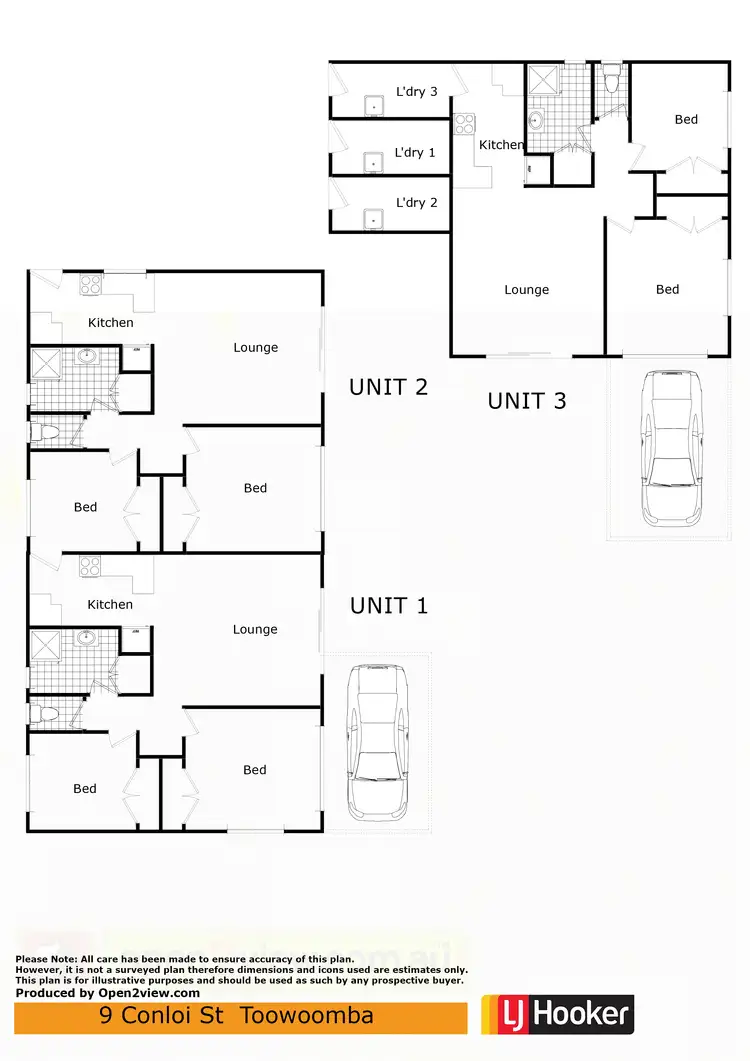 Floorplan of Homely block of units listing, 1 2 & 3/9 Conloi Street, Toowoomba City QLD 4350