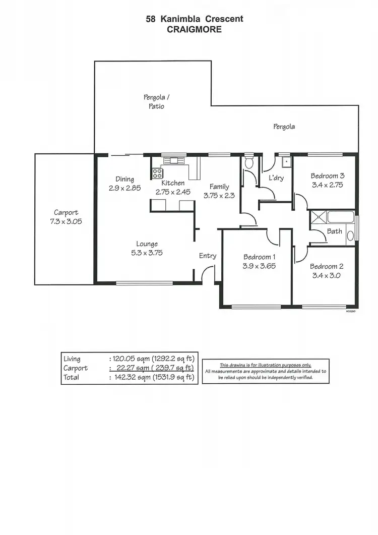 Floorplan of Homely house listing, 58 Kanimbla Crescent, Craigmore SA 5114