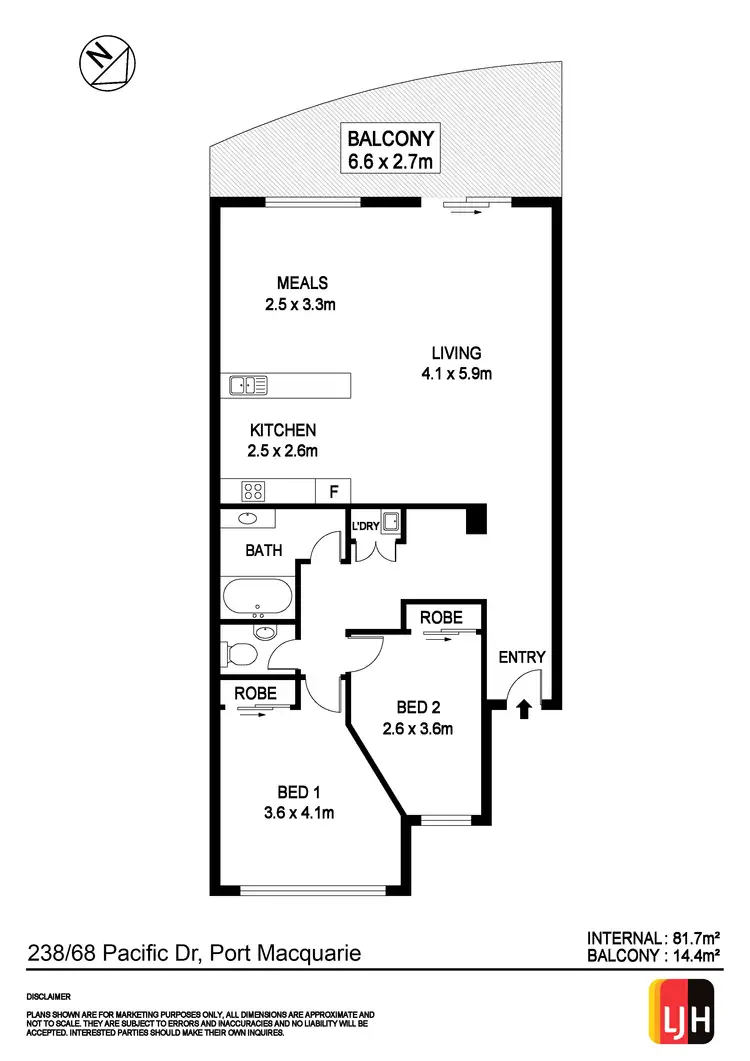 Floorplan of Homely unit listing, 238/68 Pacific Drive, Port Macquarie NSW 2444
