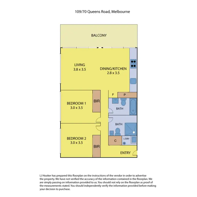 Floorplan of Homely apartment listing, 109/70 Queens Road, Melbourne VIC 3004