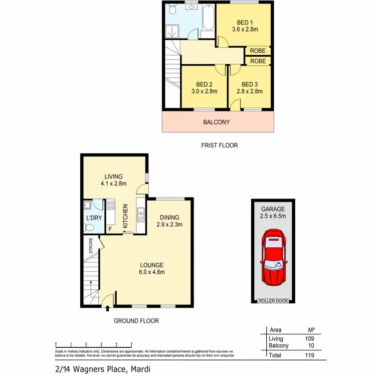 Floorplan of Homely townhouse listing, 2/14 Wagners Place, Mardi NSW 2259