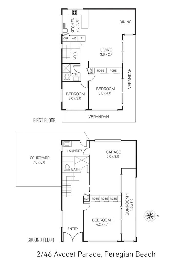 Floorplan of Homely unit listing, 2/46 Avocet Parade, Peregian Beach QLD 4573