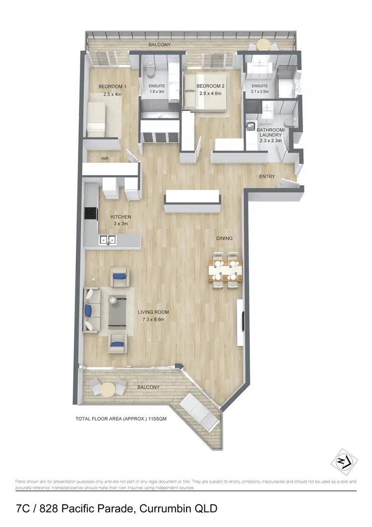 Floorplan of Homely unit listing, 7C/828 Pacific Parade, Currumbin QLD 4223