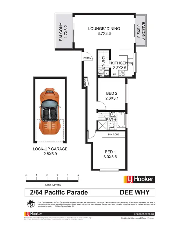 Floorplan of Homely unit listing, 2/64 Pacific Parade, Dee Why NSW 2099