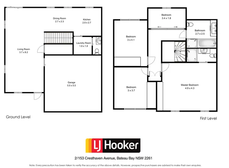 Floorplan of Homely townhouse listing, 2/153 Cresthaven Avenue, Bateau Bay NSW 2261