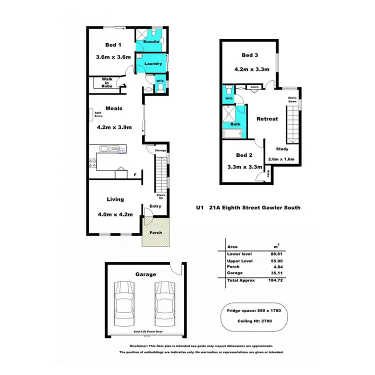Floorplan of Homely house listing, 1/21A Eighth Street, Gawler South SA 5118