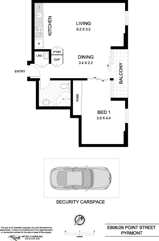 Floorplan of Homely apartment listing, E806/26 Point Street, Pyrmont NSW 2009
