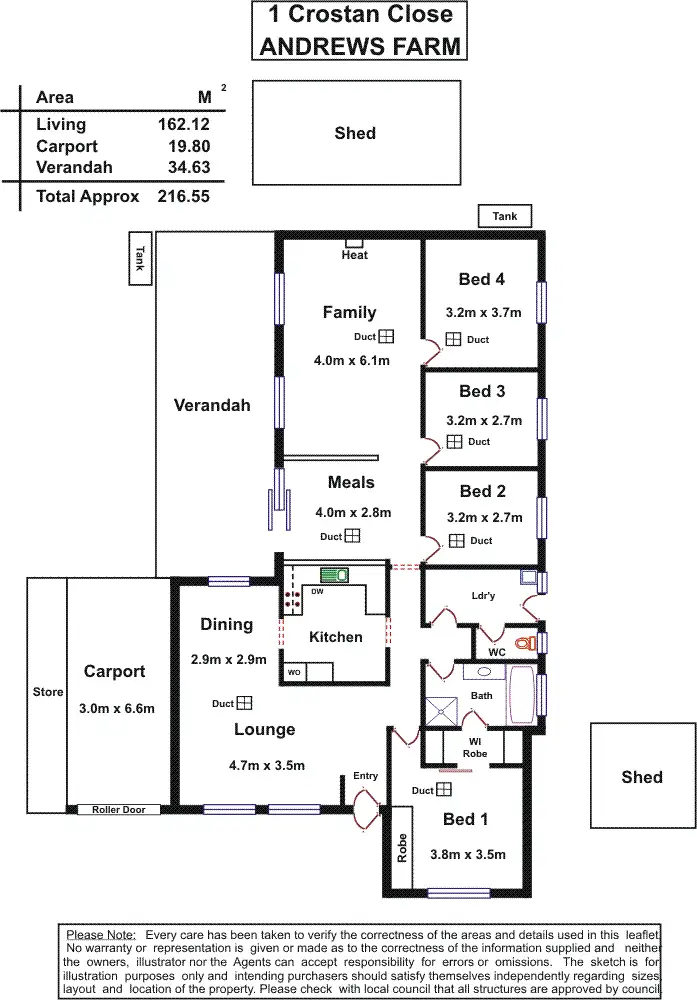 Floorplan of Homely house listing, 1 Crostan Close, Andrews Farm SA 5114