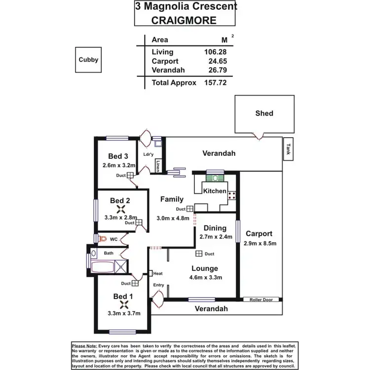 Floorplan of Homely villa listing, 3 Magnolia Crescent, Craigmore SA 5114