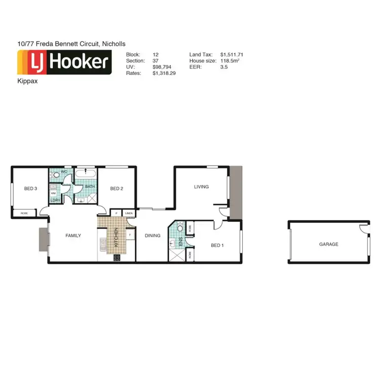 Floorplan of Homely townhouse listing, 10/77 Freda Bennett Circuit, Nicholls ACT 2913